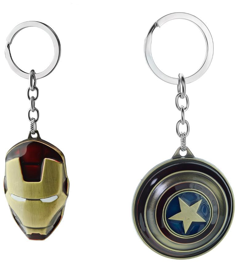 

Three Shades Avengers Infinity War keychain Captain America Shield Keychain Iron Man Mask Set of 2 Key chain