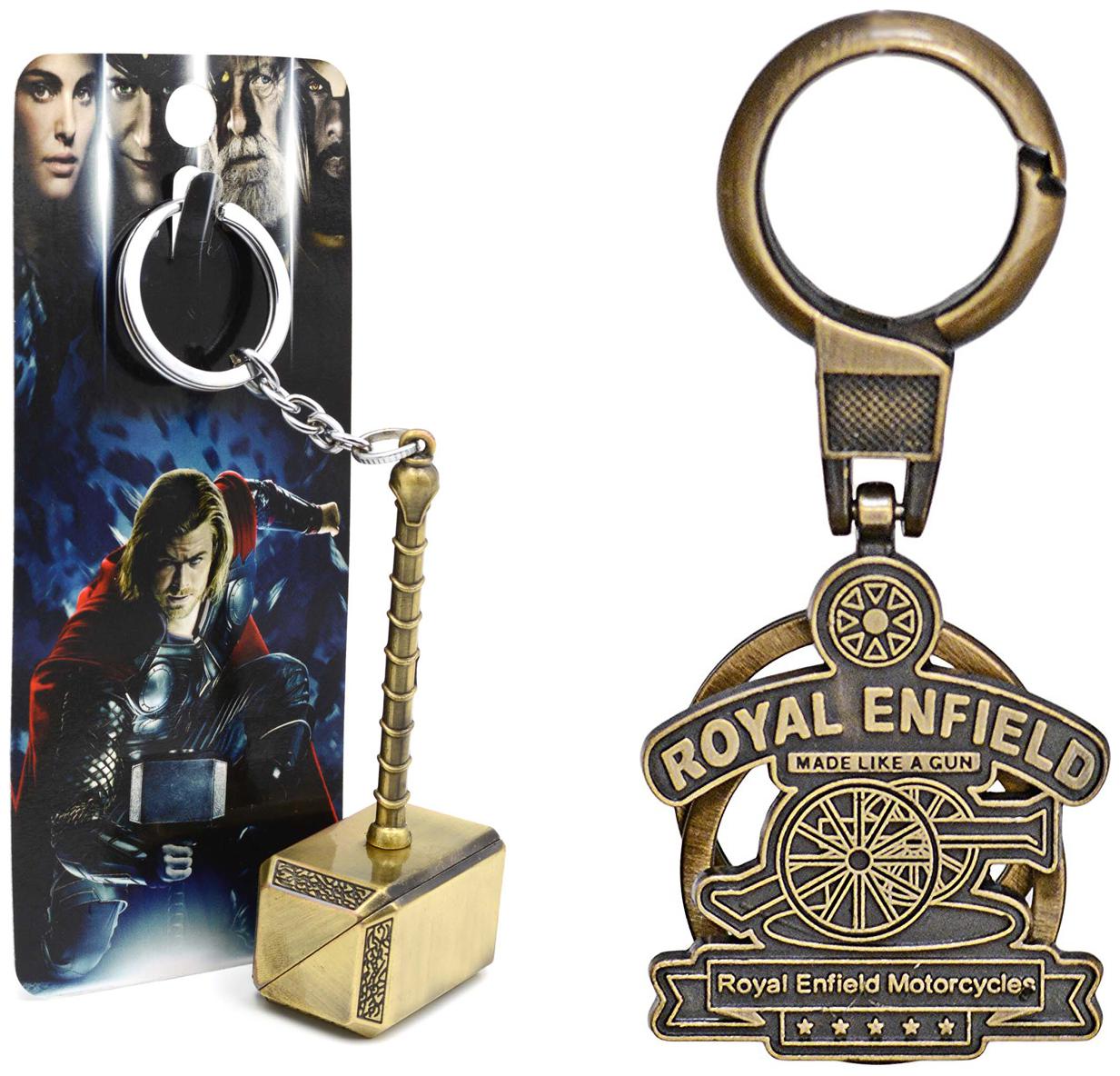 

Three Shades Royal Enfield Logo metal keyring Locking Key Chain Combo Pack 003