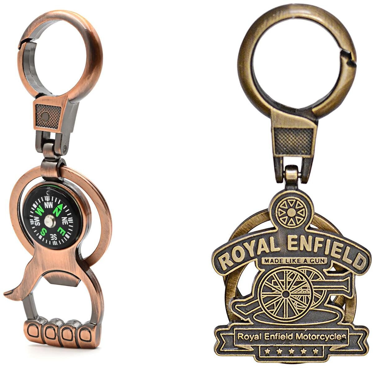 

Three Shades Royal Enfield Logo metal keyring Locking Key Chain Combo Pack 005