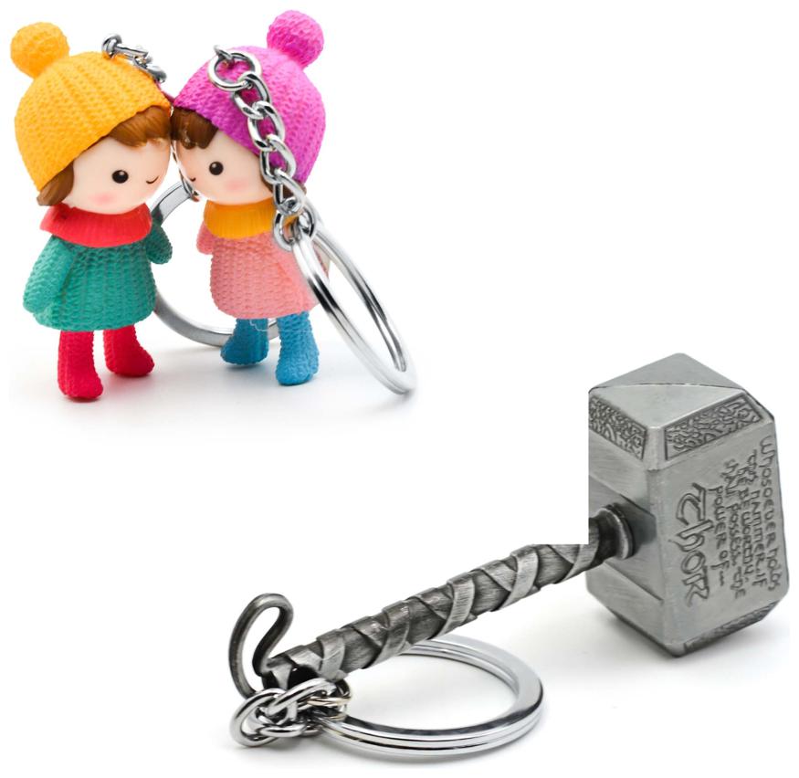 

Three Shades Thor Hammer Marvel Avengers Superhero Silver Design Key Chain Winter Couple Keychain (Bike Car)