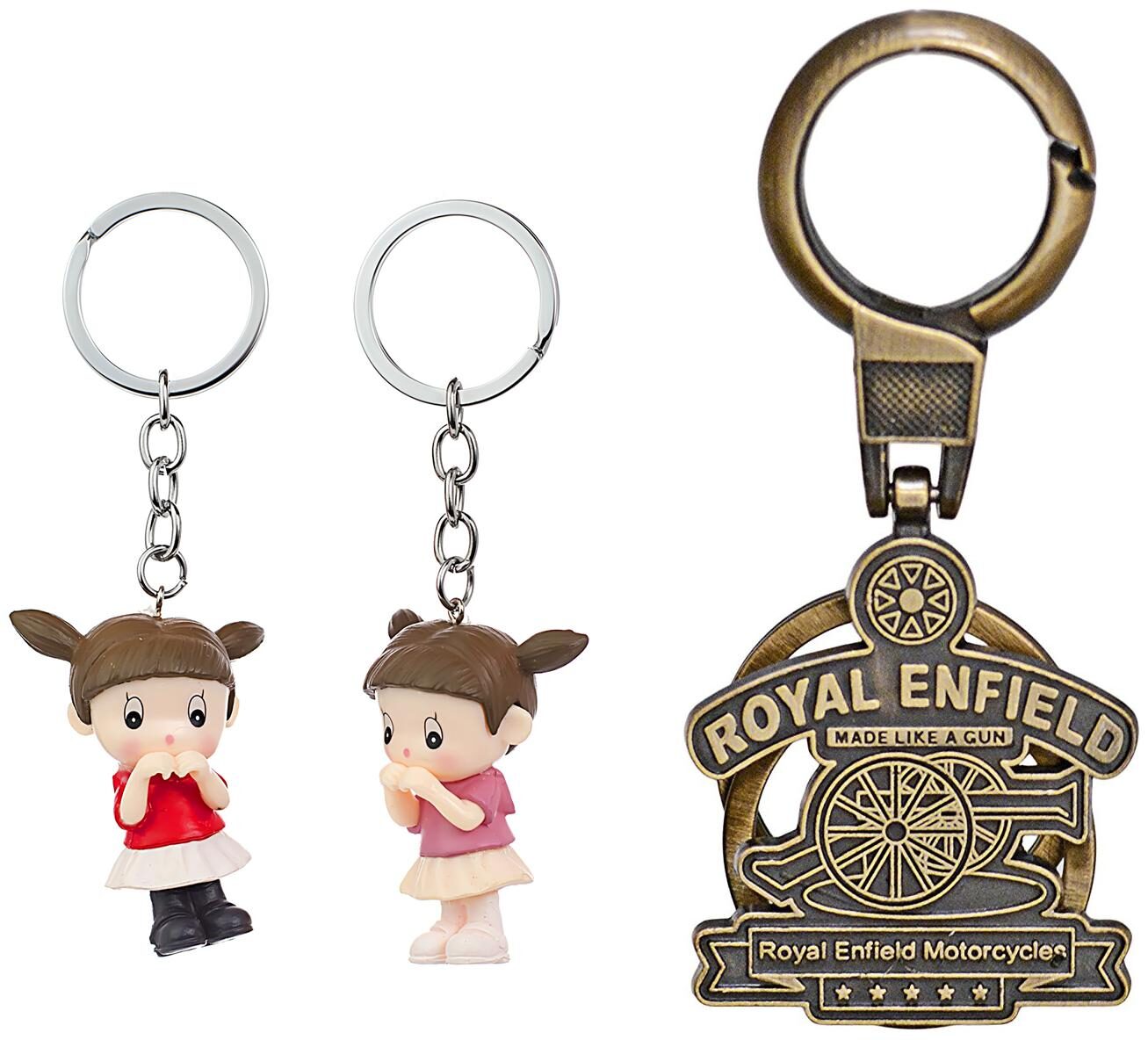 

Three Shades Royal Enfield Logo metal keyring Locking Key Chain Combo Pack 059