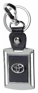 

Three Shades Toyota Leather Metal Logo Locking Curved Locking Car Key Chain (Black Silver)