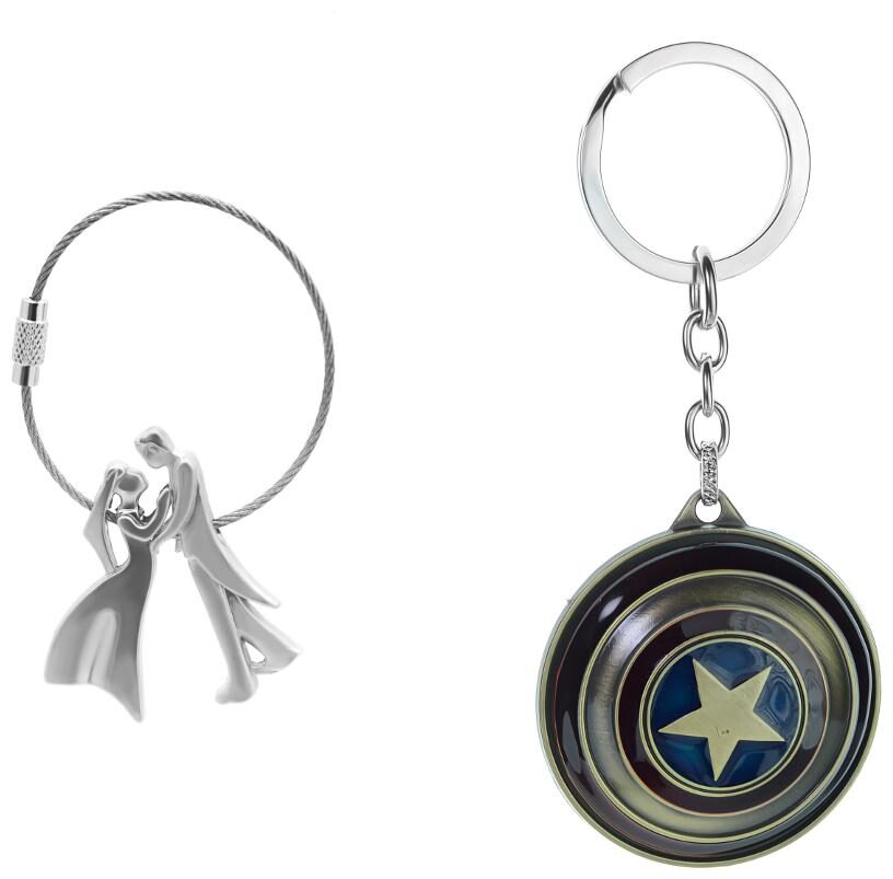 

Three Shades Avengers Captain America Shield Keychain Silver Colour key chain Newly Wedded Couple Set of 2 Key chain
