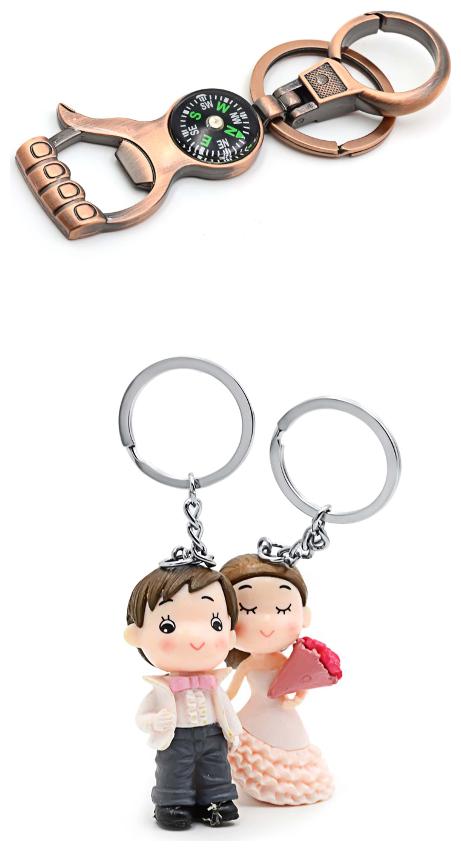 

Three Shdes Thumb Compass Opener Keychain for Party lovers Wedding Couple Keychain Combo for Beautiful Couple Set of 3