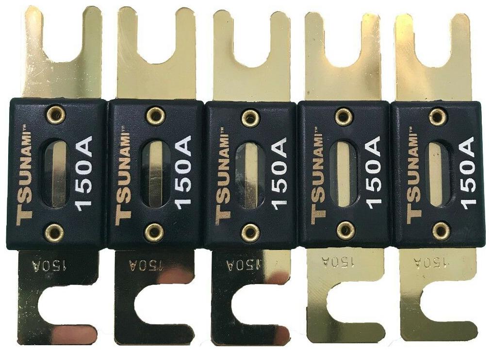

Tsunami Premium 5 Pack ANL 150 Amp Gold Plated Wafer Inline Fuses