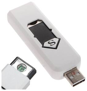 TSV Designer USB Electronic Rechargeable Cigarette Lighter, Compact Size, Flameless Windproof White