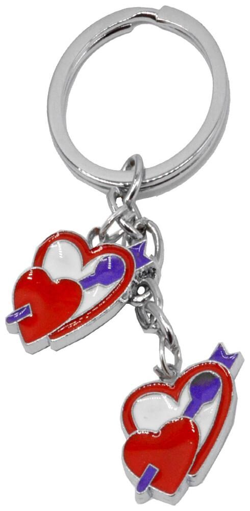 

Unique Red Silver Heart Shape Keychain for Birthday Gift Friendship Gift