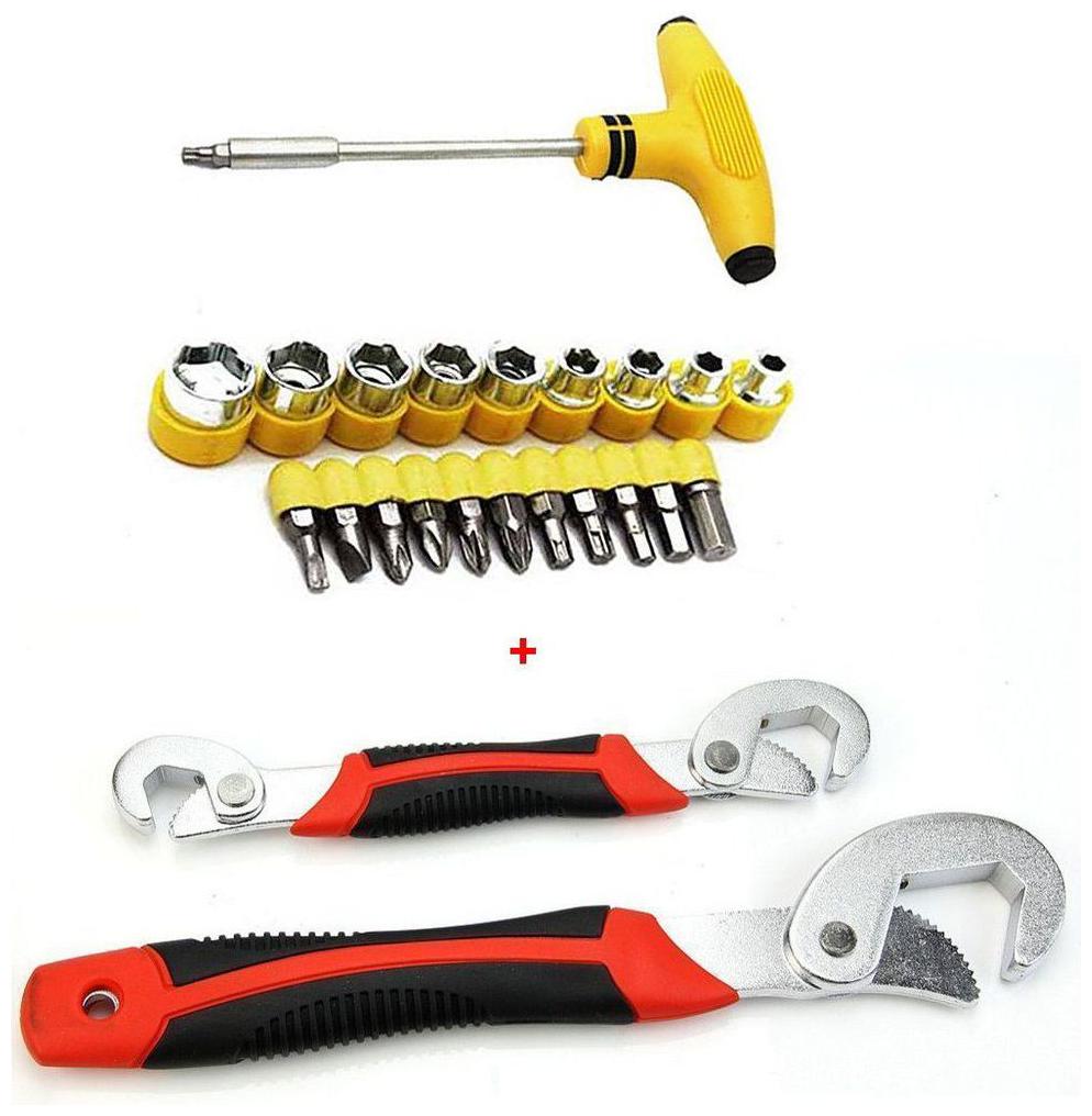 

Universal Snap n Grip Auto Adjustable Universal Wrench and T-Bar 24pcs Tool Kit for Home Machine Car Repair Screw Driver Philips Torx Bits Combo