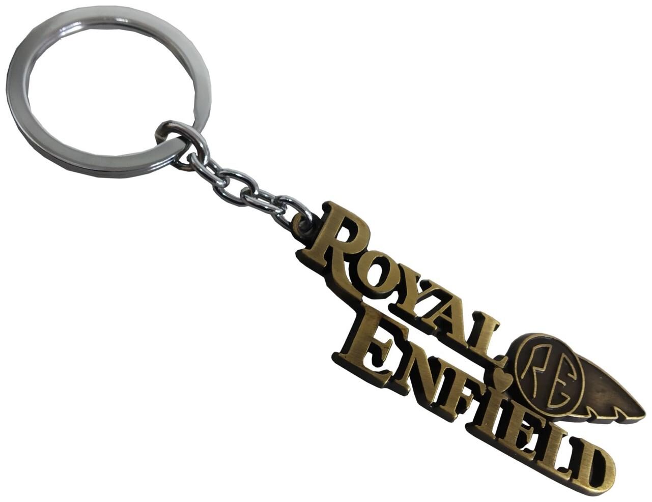 

Utkarsh Premium Synthetic Metal Base (Medium Size) Royal RE Enfield Metallic Toy Key Ring Keychain For Bikes Scooty And Cars (Golden)