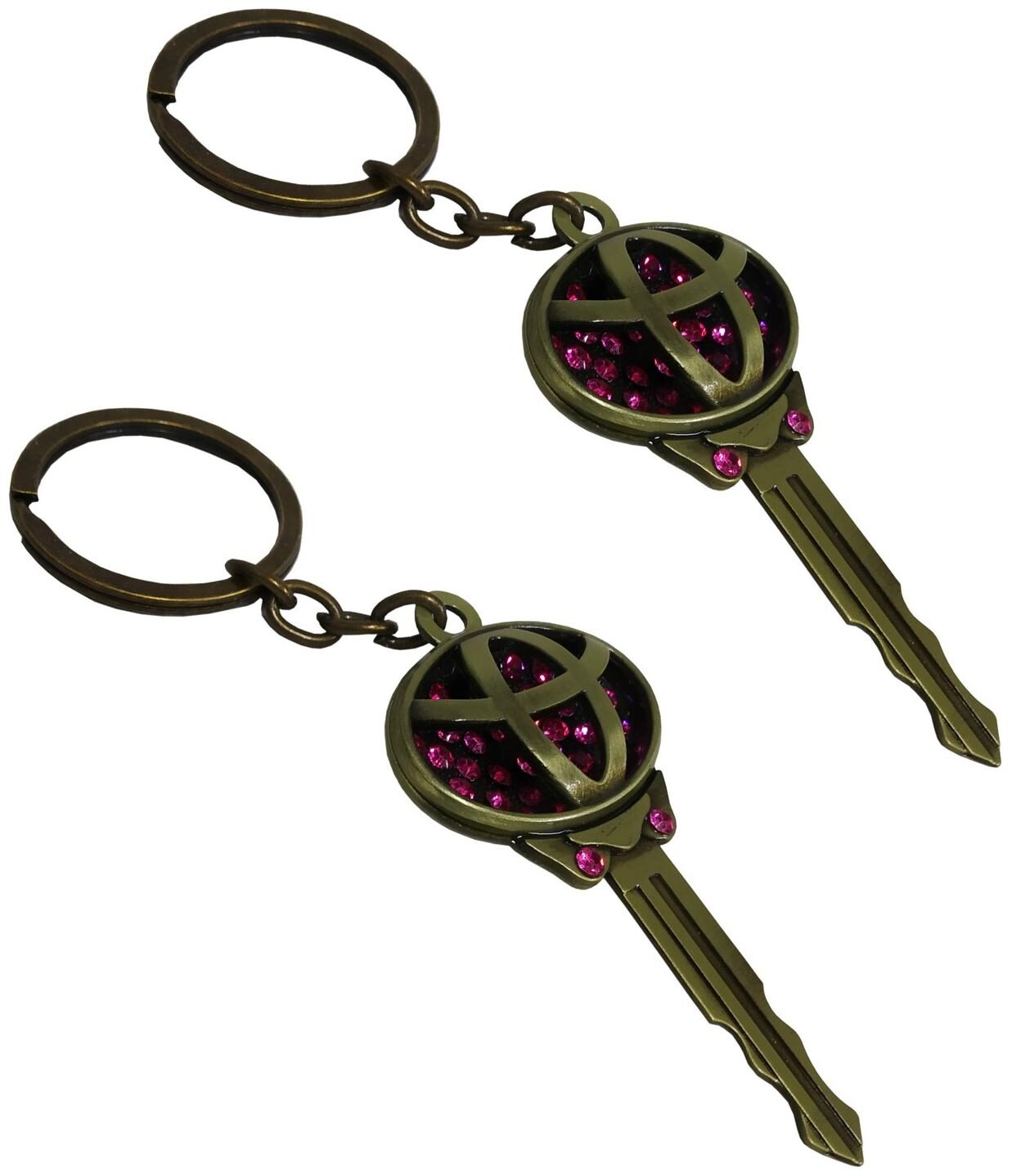 

Utkarsh Premium Synthetic Metal Base Automobile Key Shape Metallic Toy Key Ring Keychain For Toyota Cars (Set Of 2)