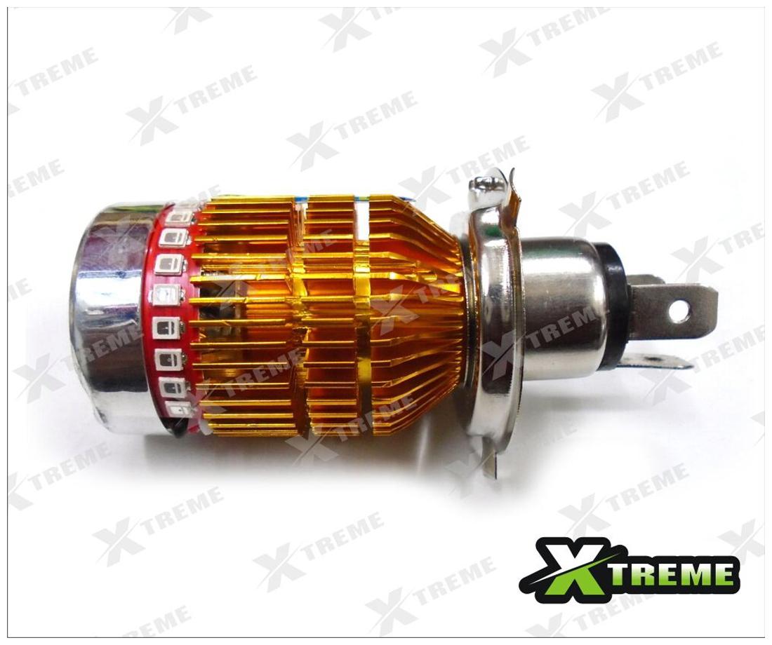 

Xtreme-In White 3 Cree Led Headlight With Multi Color Flashing Ring H4 Bulb For Yamaha Fz S