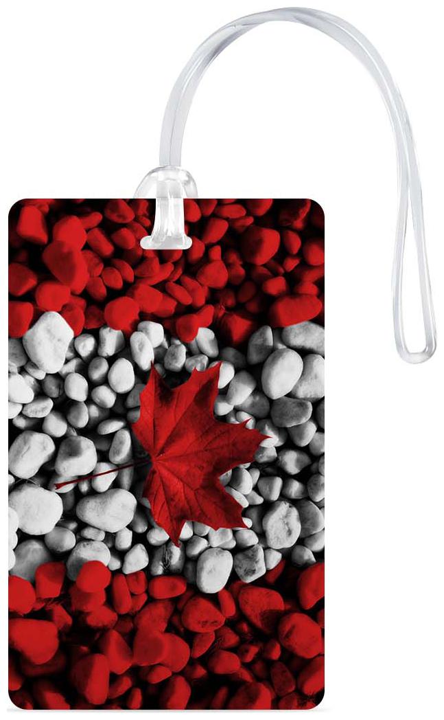 

100yellow Canadian Leaf Flag Luggage Tags Printed Gloss Finish PVC Bag Tag with Silicon Strap- Ideal for Interanational Travel