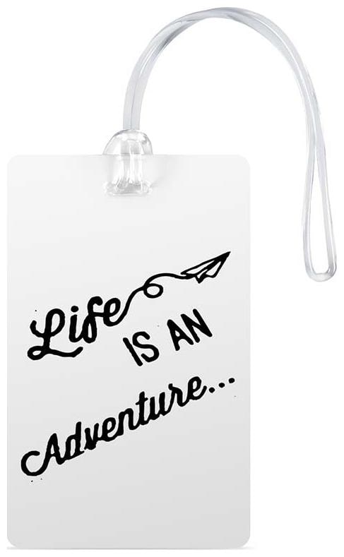 

100yellow Luggage Tags- life IS AN adventure Print PVC Travel tag Bag Tag with Silicon Strap- Ideal For Travel