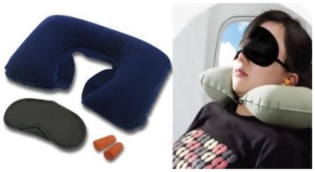 

3-In-1 Air Travel Kit Neck Pillow Earbuds and Eye Mask (Pack of 1)