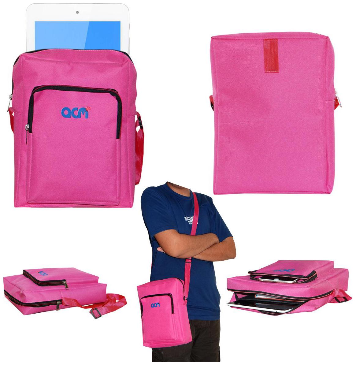 

ACM Pink Canvas Messenger bag