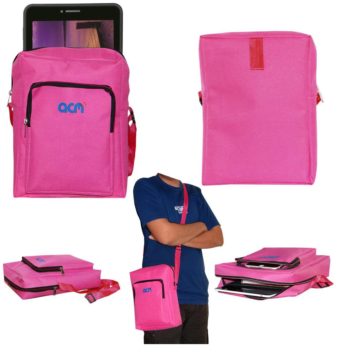 

ACM Pink Canvas Messenger bag