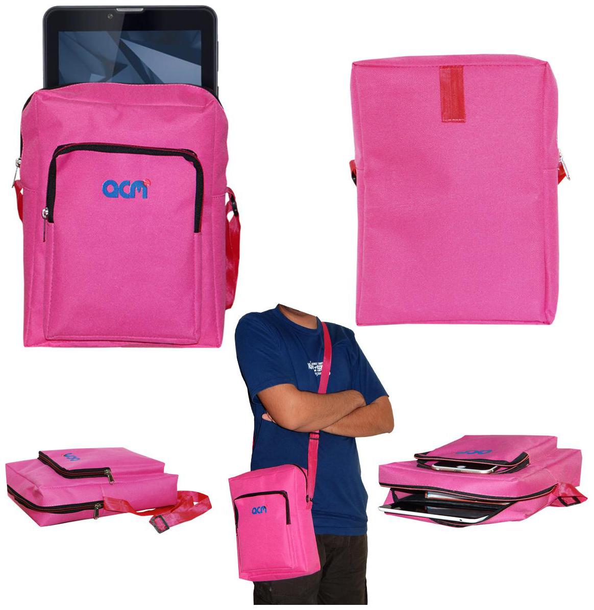 

ACM Pink Canvas Messenger bag