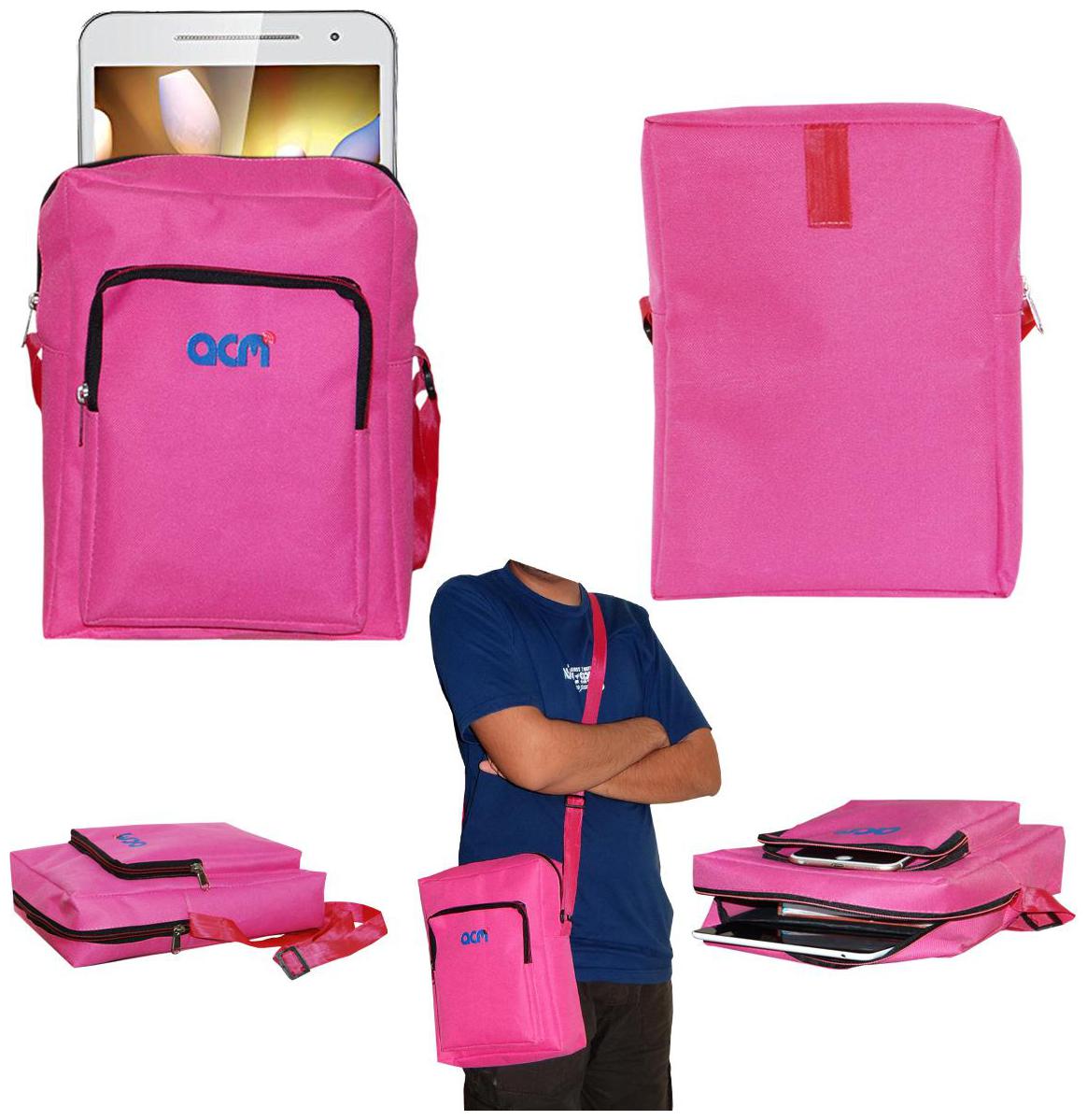 

ACM Pink Canvas Messenger bag