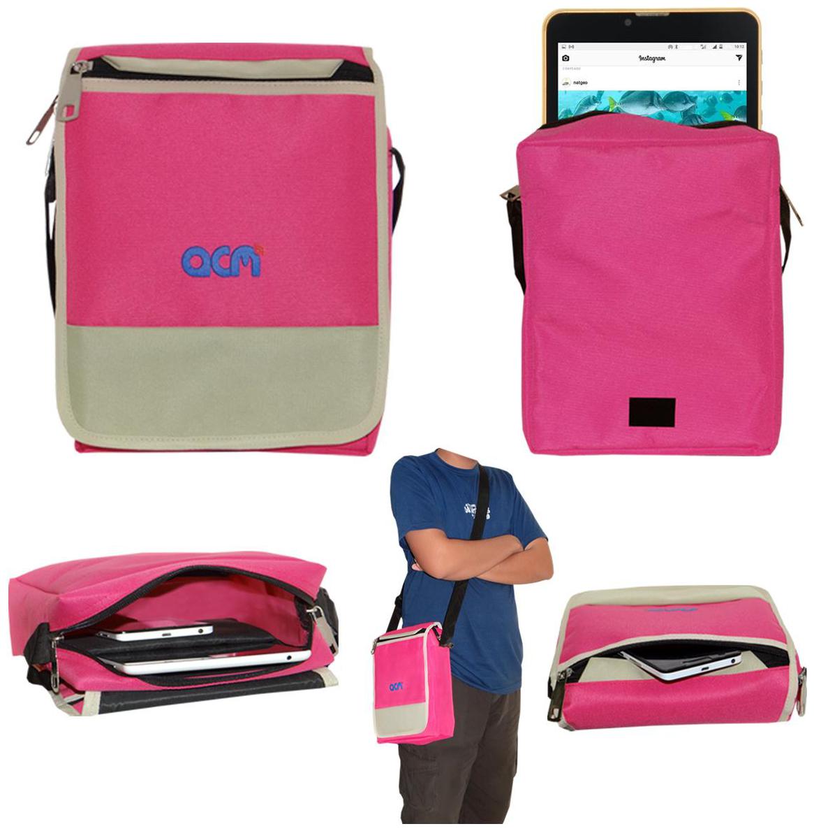 

ACM Pink Canvas Messenger bag
