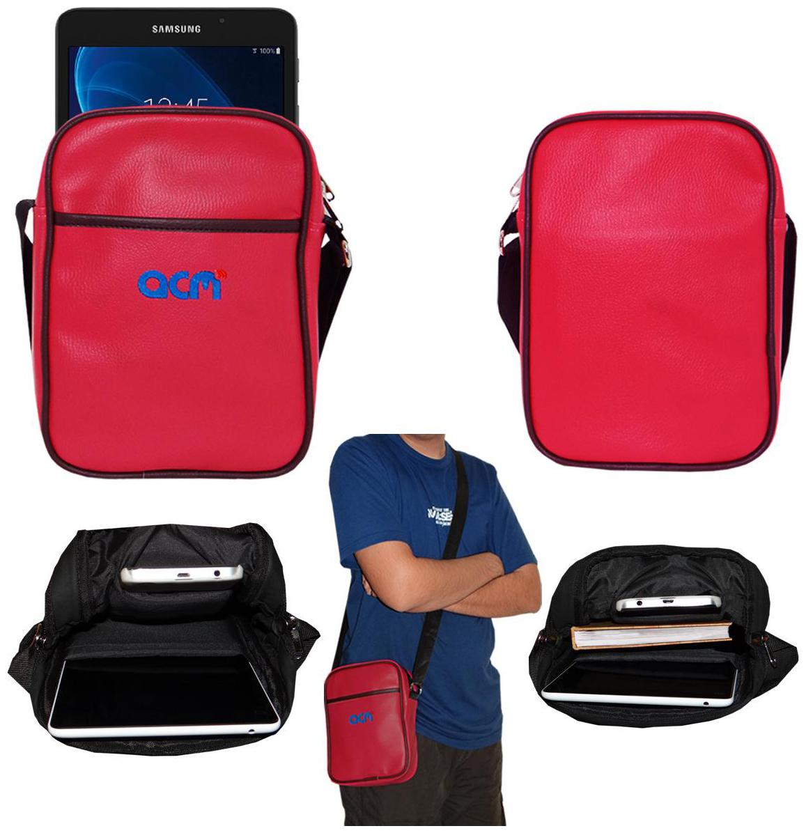 

Acm Premium Soft Padded Shoulder Sling Bag for Samsung Galaxy Tab A 7 Carrying Case Dark Pink