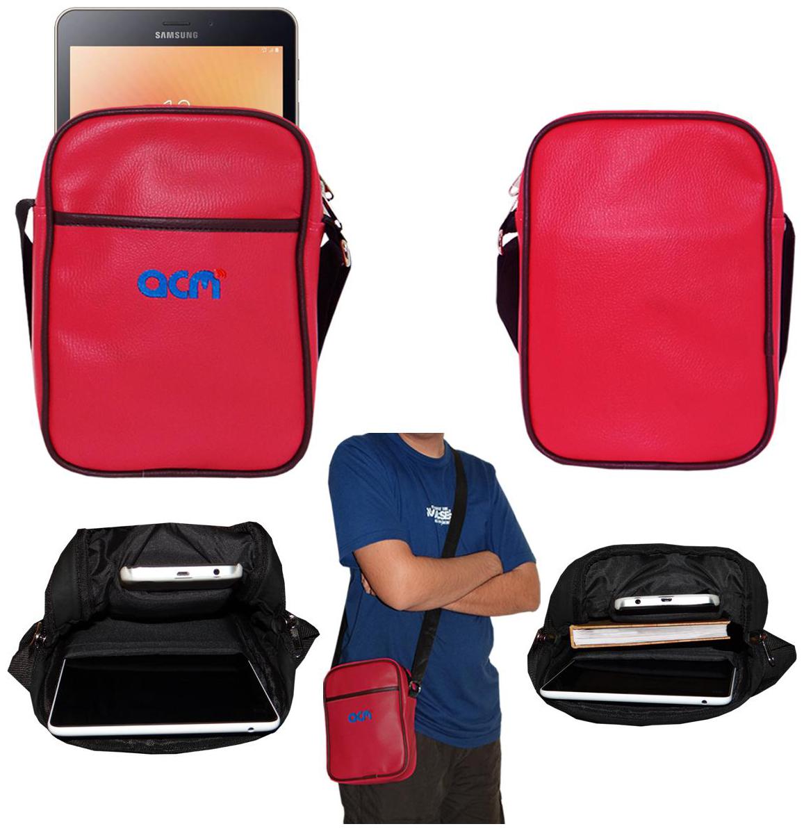 

Acm Premium Soft Padded Shoulder Sling Bag for Samsung Galaxy Tab A T385 Carrying Case Dark Pink