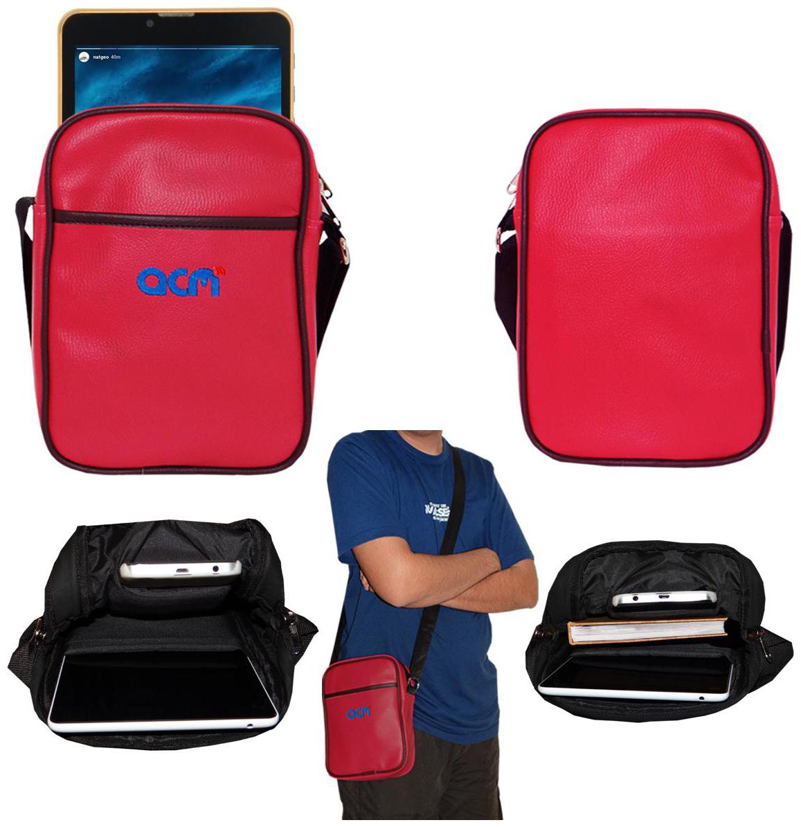 

Acm Premium Soft Padded Shoulder Sling Bag for Domo Slate S9 4g Carrying Case Dark Pink