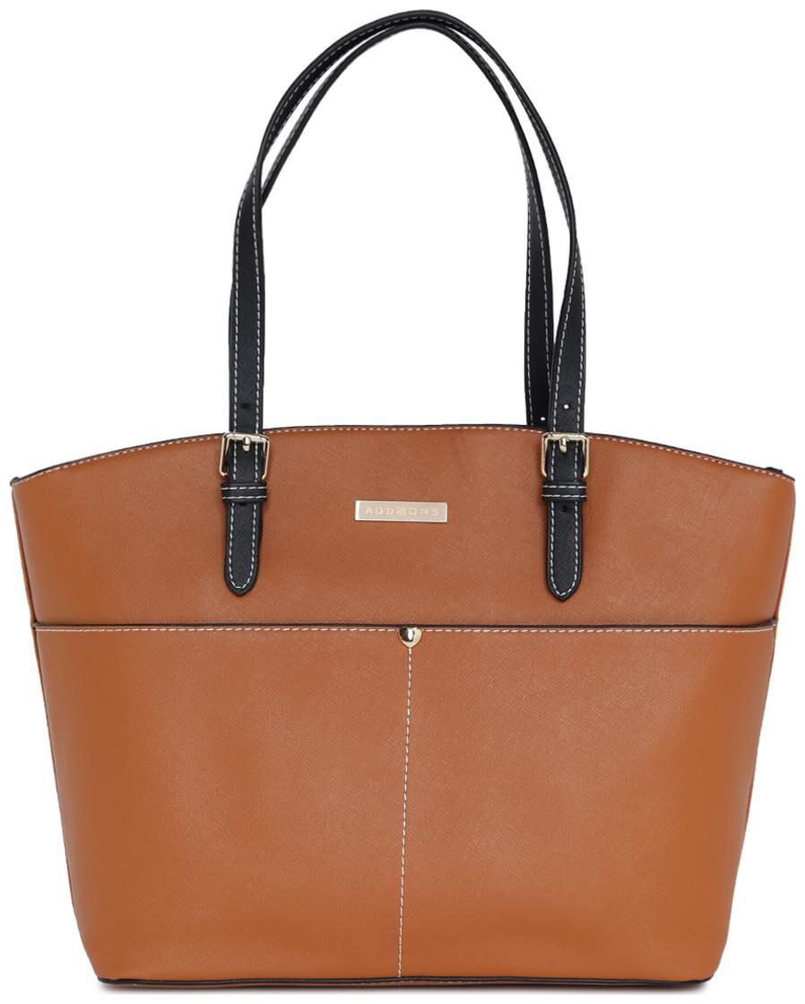 

Addons Women Solid PU - Tote Bag Tan