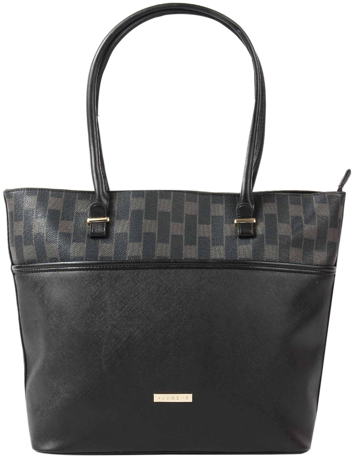

Addons Women Solid PU - Tote Bag Black