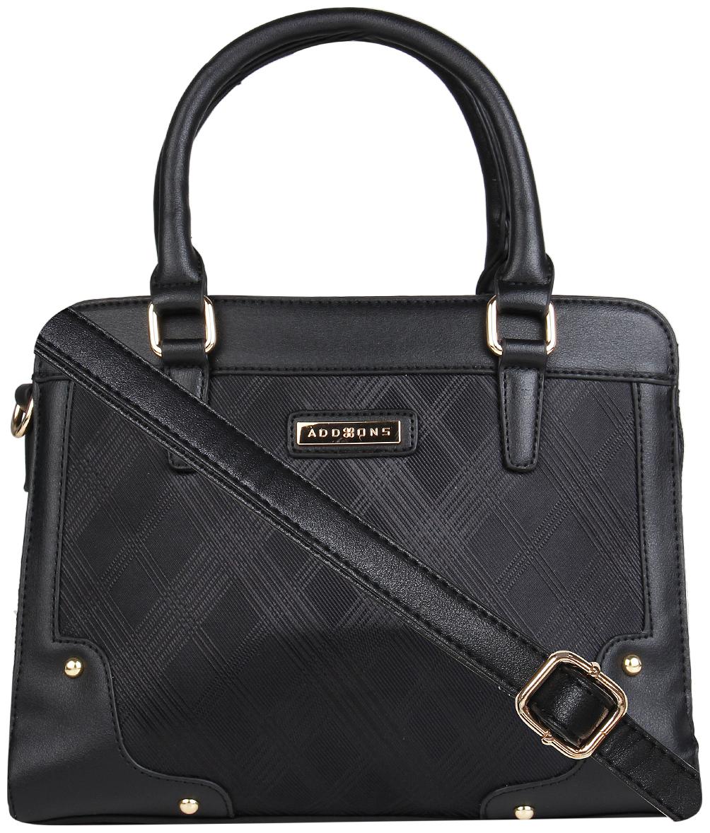 

Addons women s latest stylish diagonally striped black fabric tote