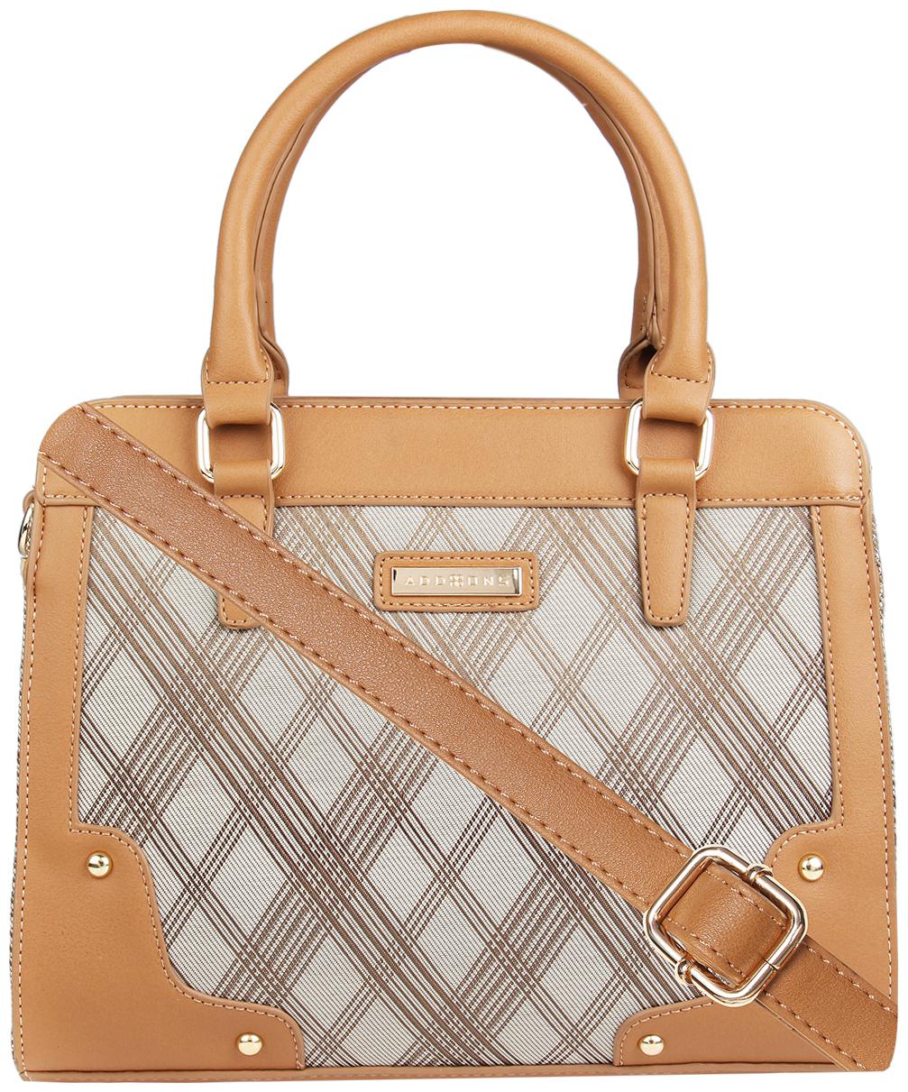 

Addons women s latest stylish diagonally striped brown fabric tote
