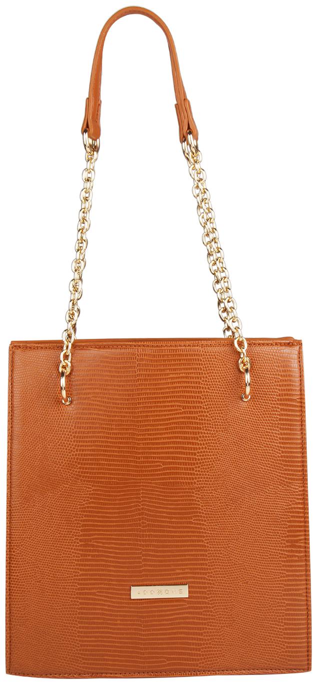 

Addons women s latest stylish tan textured chain strap PU tote