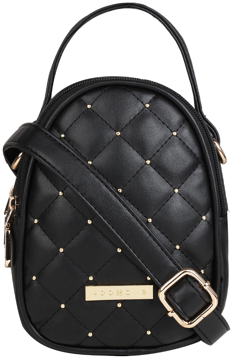 

Addons Black PU Solid Sling Bag