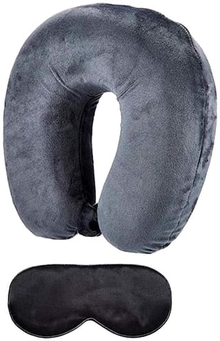 Buy Aerostark 2in1 Travel Set Grey Travel Neck Pillow With