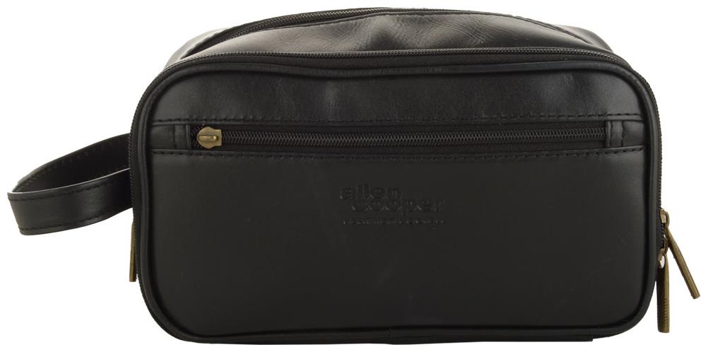 

Allen Cooper Leather Canvas Travel Toiletry Bag Shaving Dopp Kit