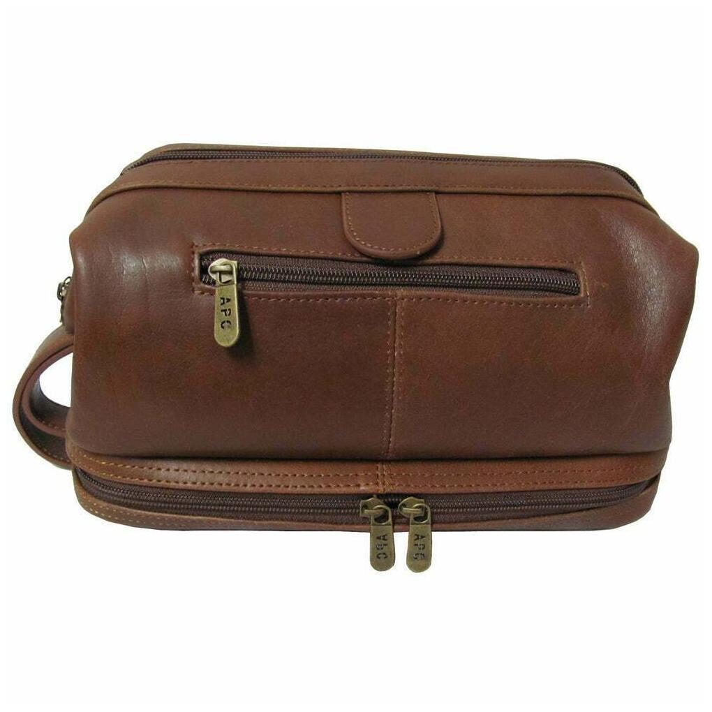 

Amerileather Men s Leather Toiletry Bag Brown 6 5 x 11 5 x 6 75
