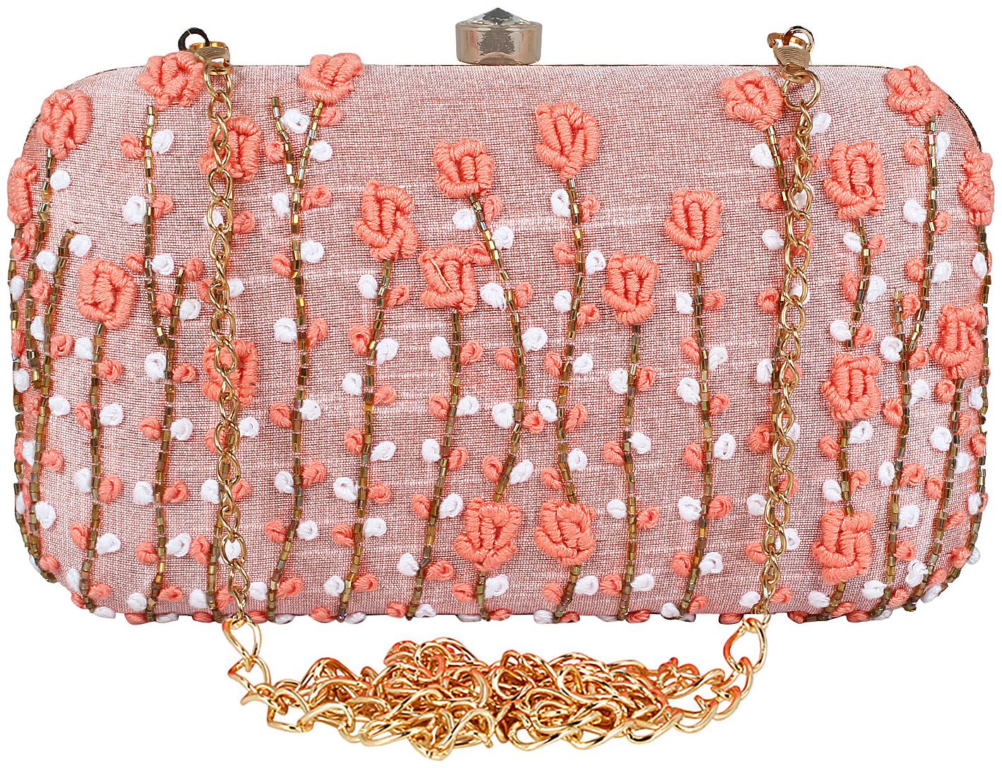 

Anekaant Women Pink Fabric Clutch