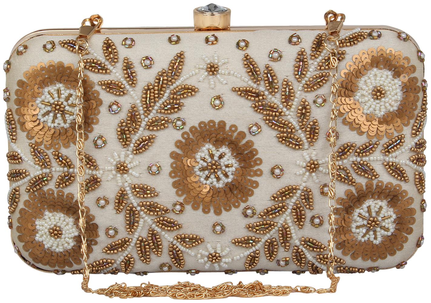

Anekaant Women White Fabric Clutch
