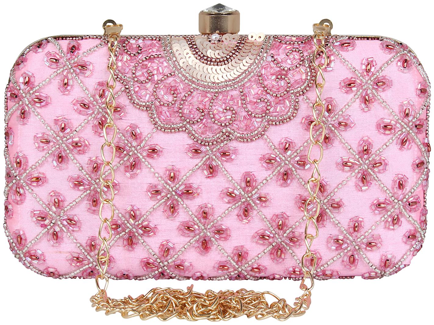 

Anekaant Women Pink Fabric Clutch