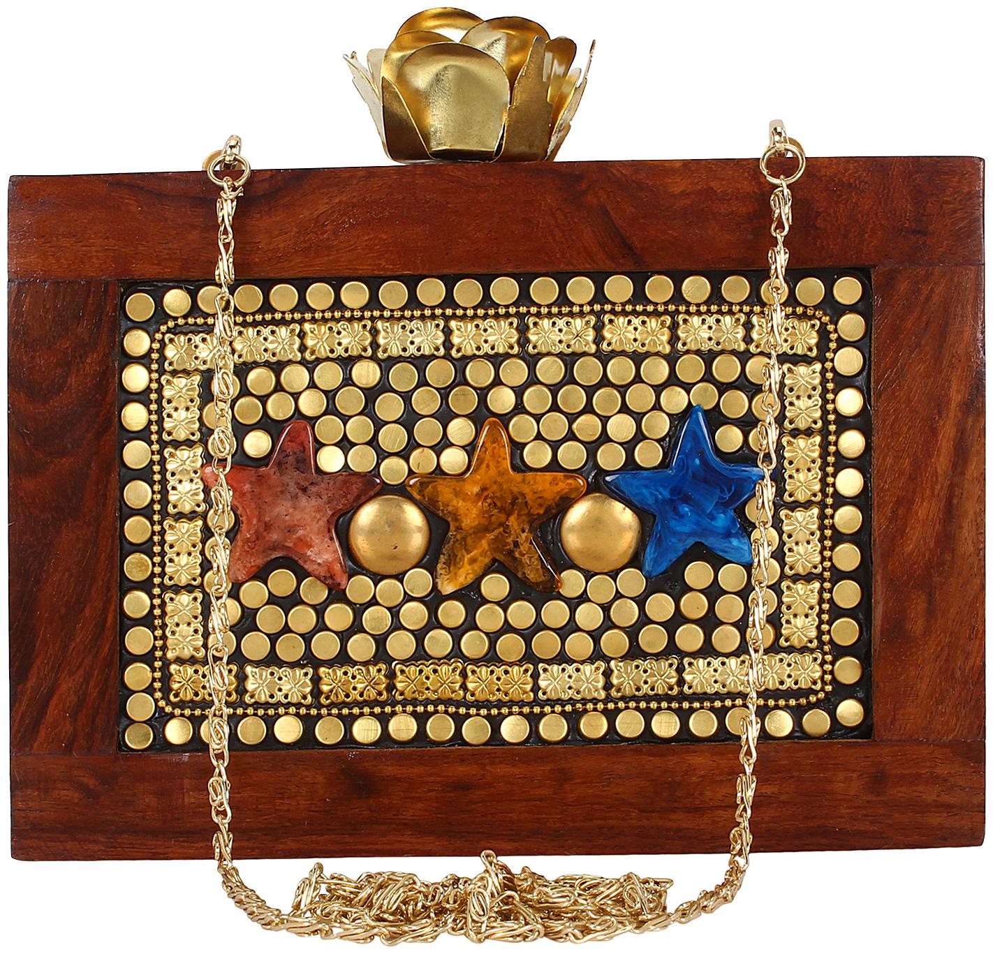 

Anekaant Women Brown Metal Clutch