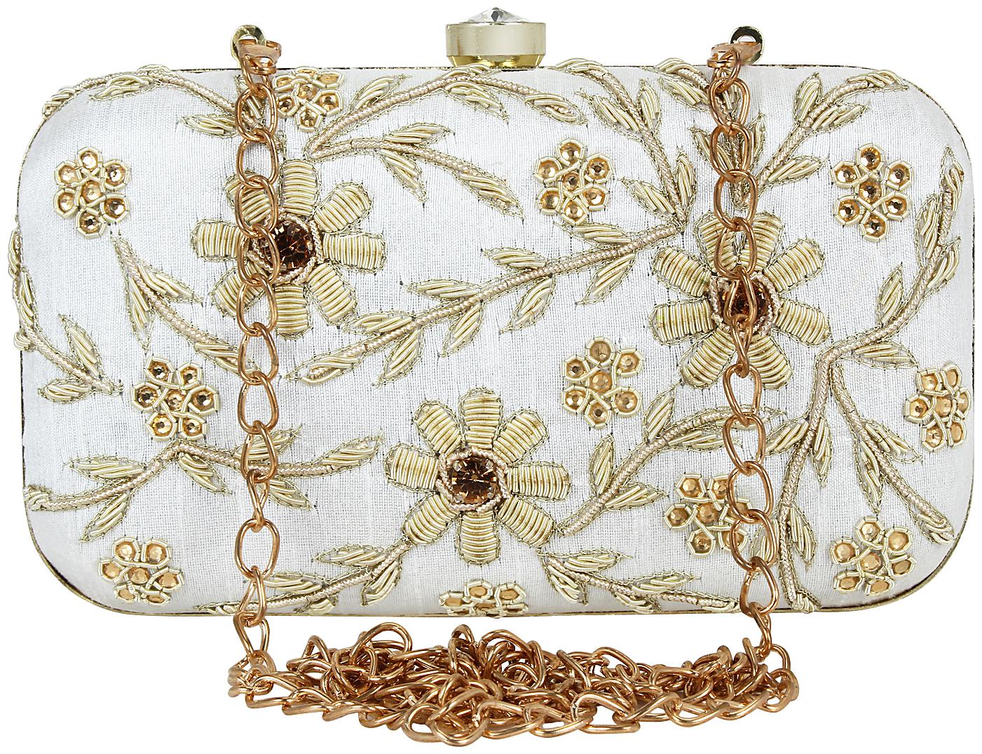 

Anekaant Women Beige Fabric Clutch