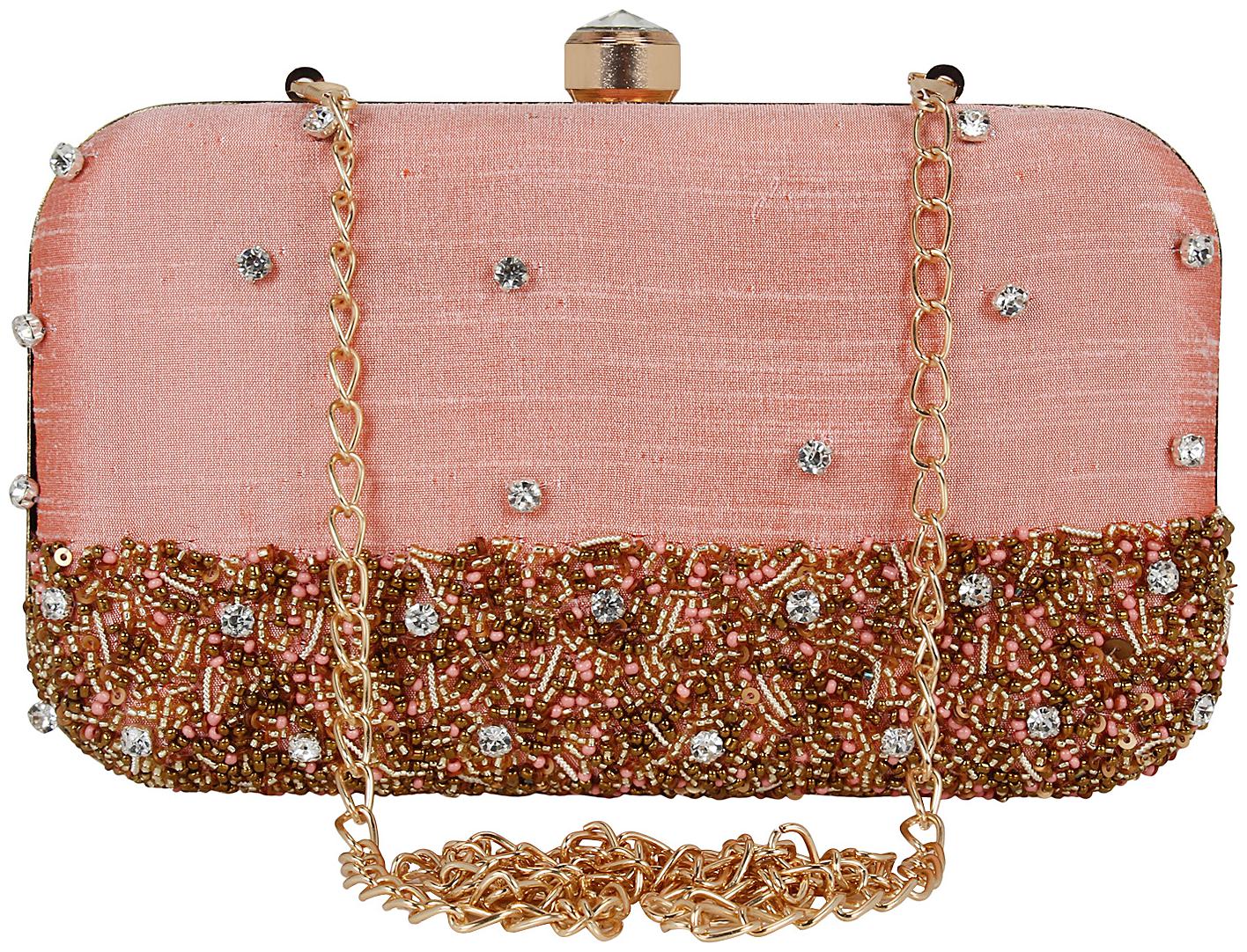 

Anekaant Women Pink Fabric Clutch