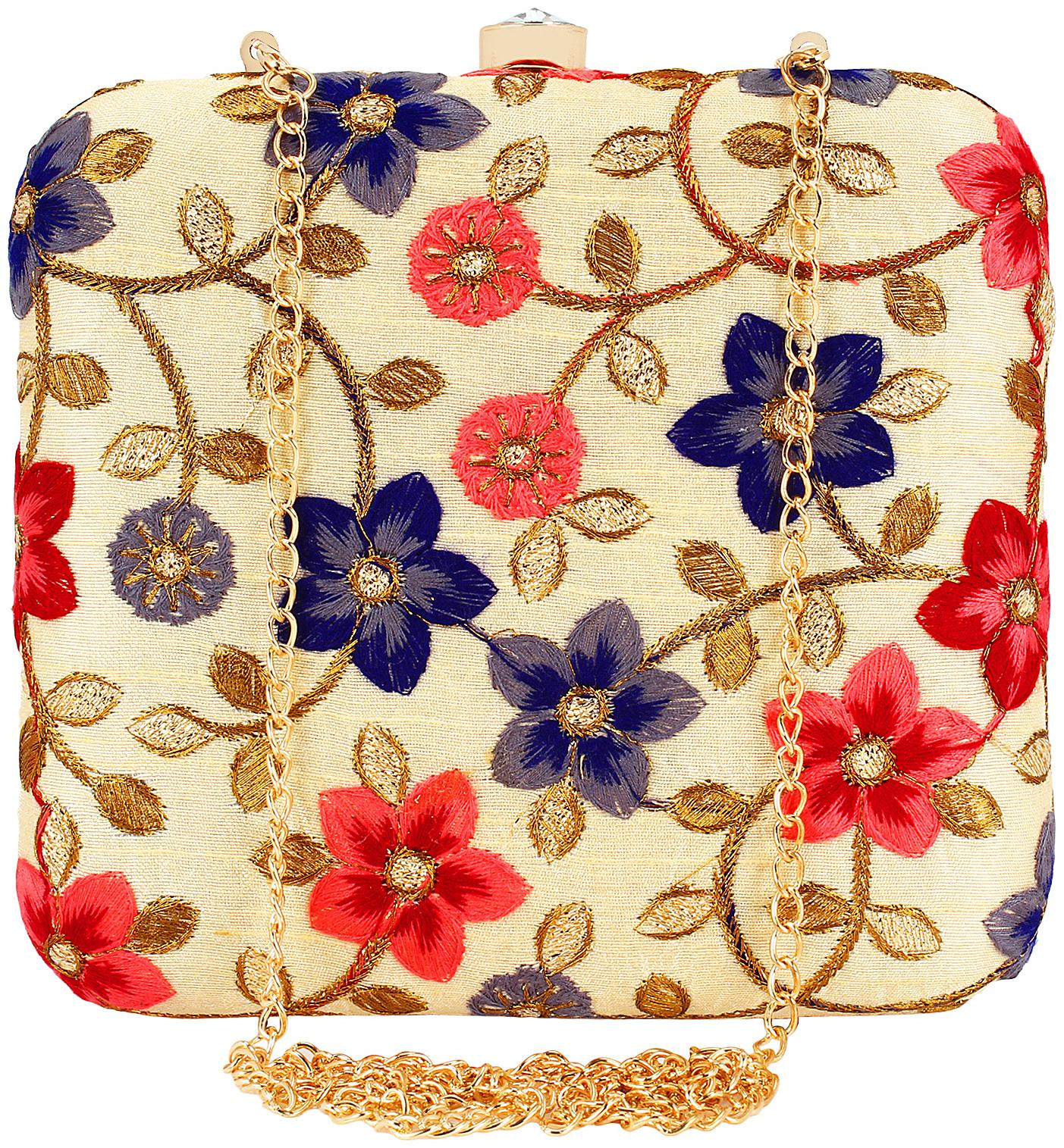 

Anekaant Women Beige Synthetic Clutch