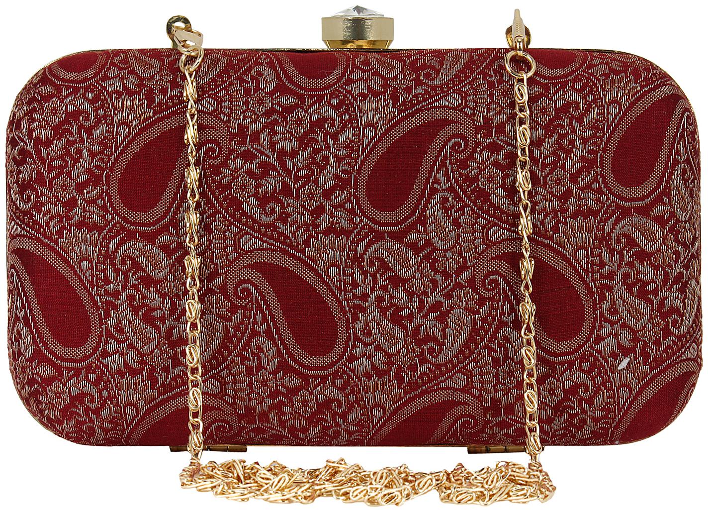 

Anekaant Women Maroon Fabric Clutch