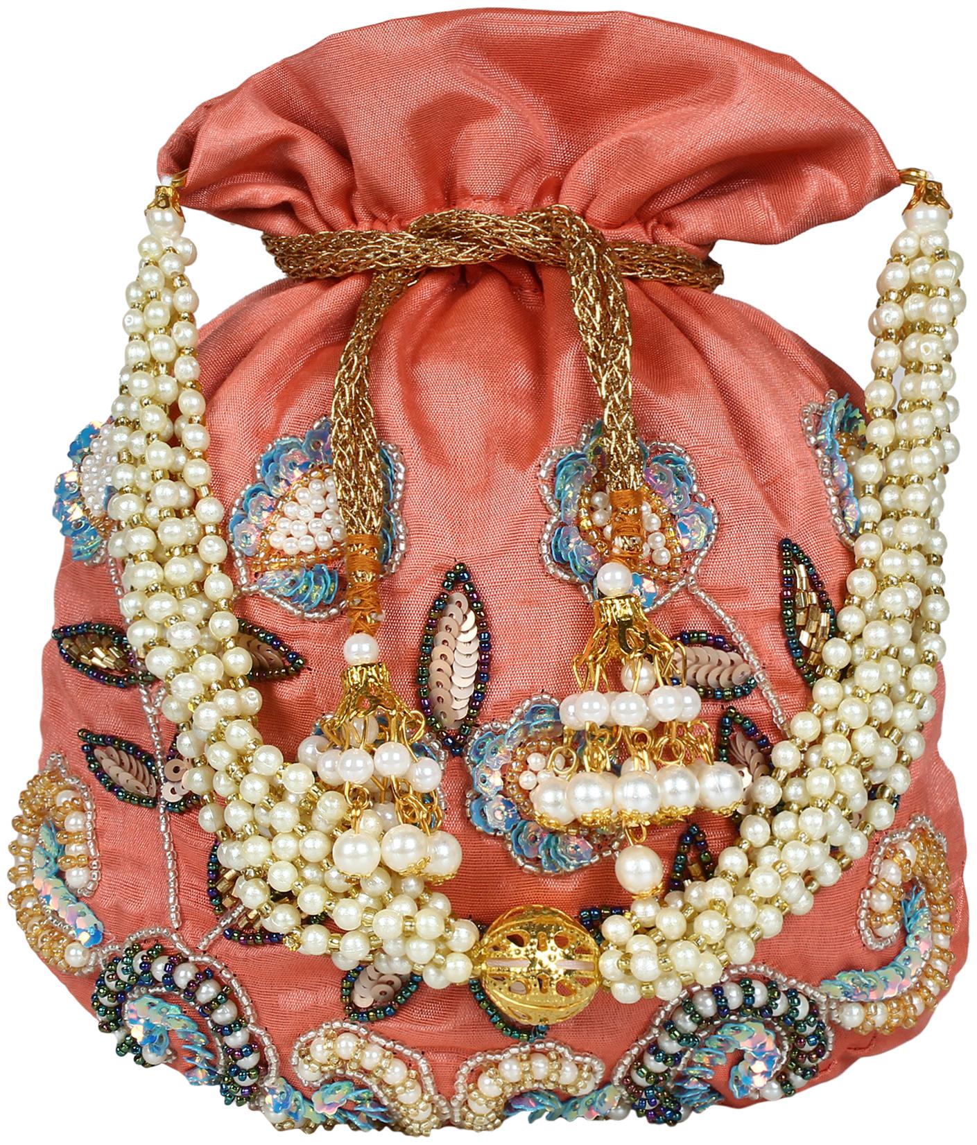 

Anekaant Pink Fabric Potli Bag