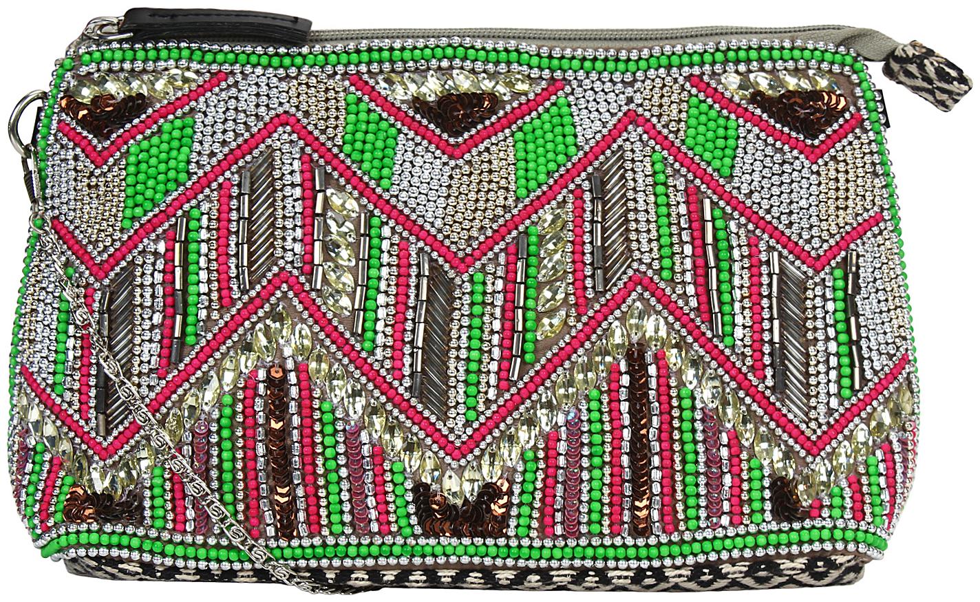 

Anekaant Diamondus Multicoloured Beaded Jacquard Cotton Sling bag