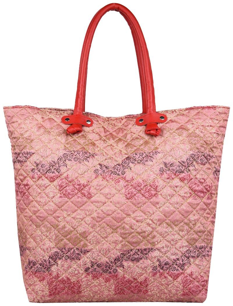 

Anekaant Duvet Pink Jacquard Tote Bag