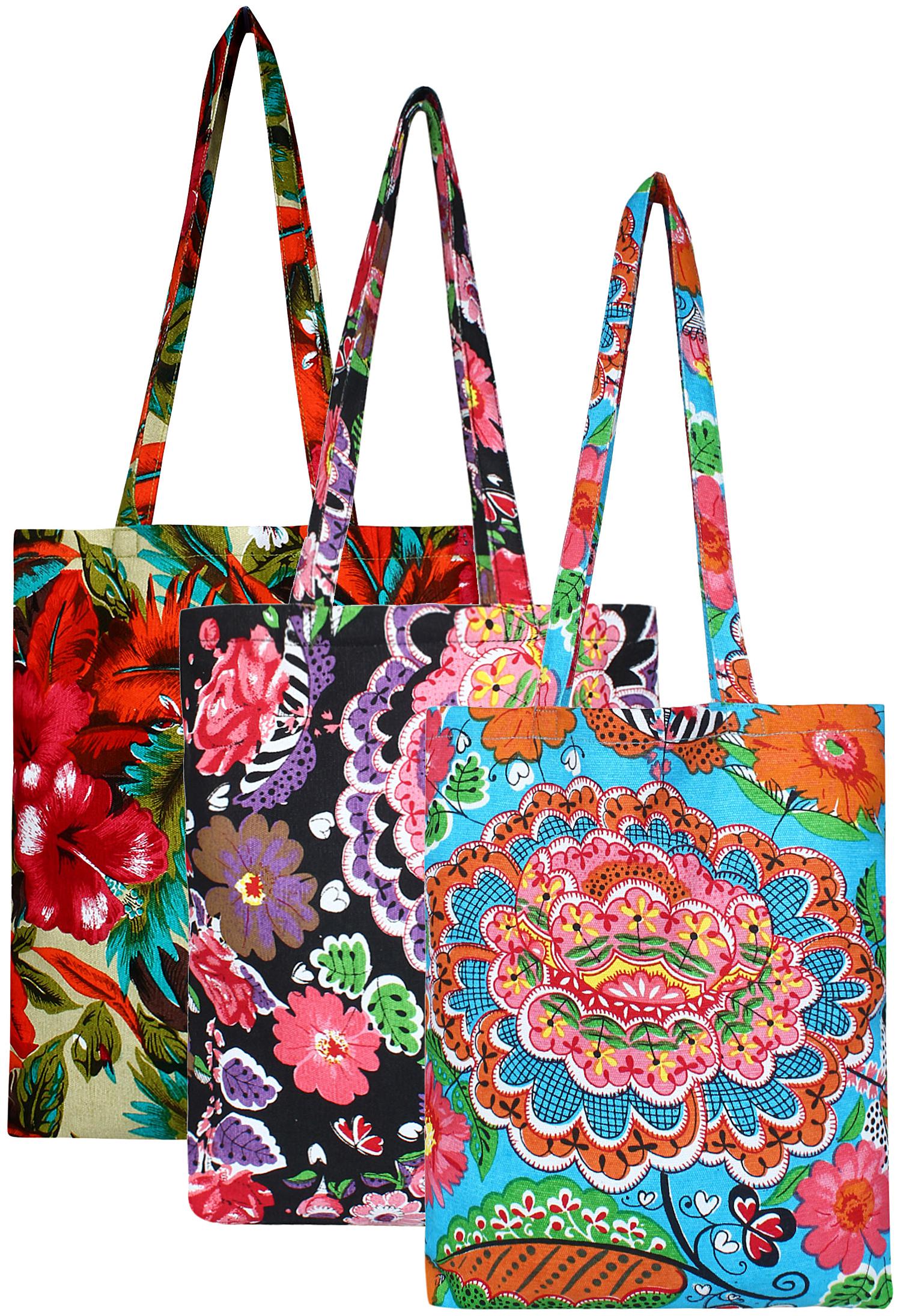 

Anekaant Eco-Friendly Multicolour Printed Canvas Shopping Bag Pack of Three
