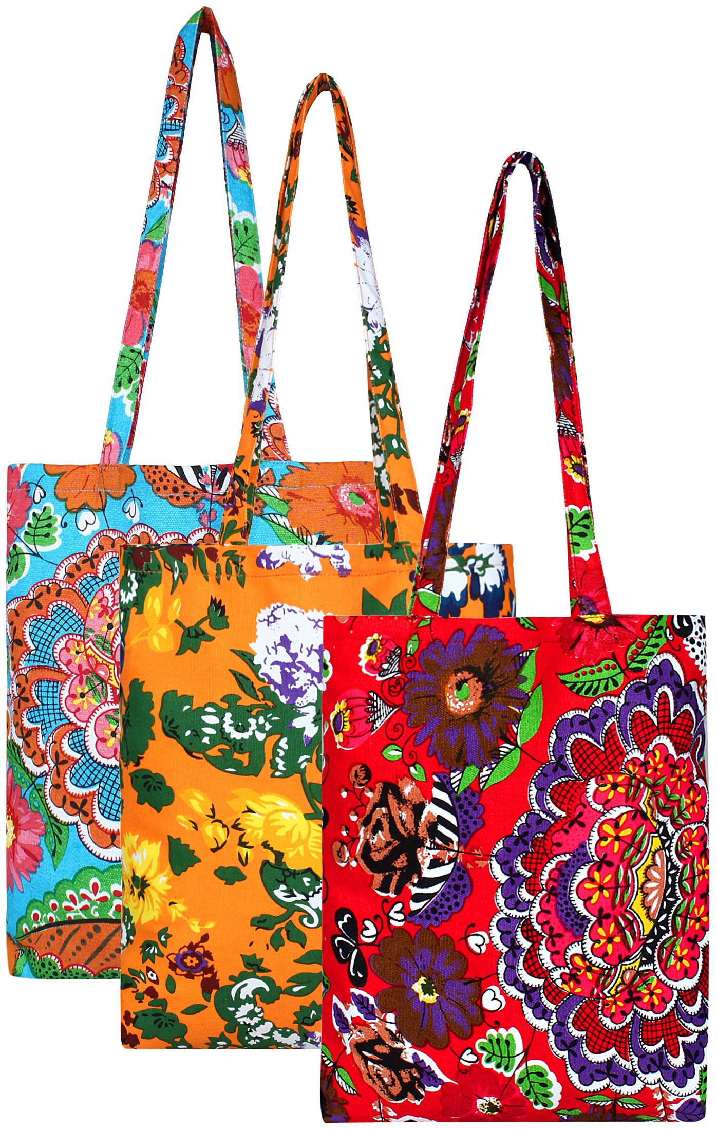 

Anekaant Eco-Friendly Multicolour Printed Canvas Shopping Bag Pack of Three
