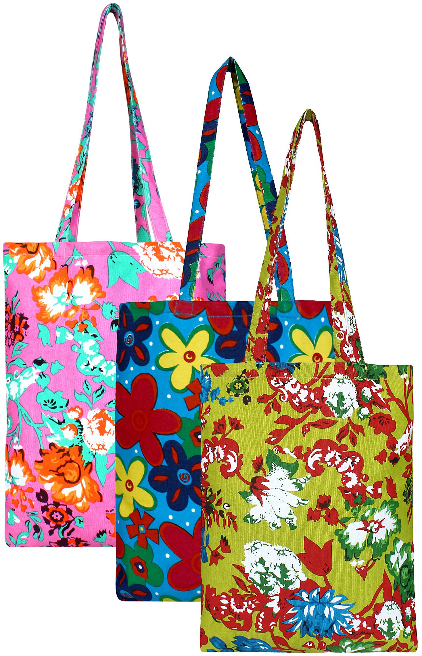 

Anekaant Eco-Friendly Multicolour Printed Canvas Shopping Bag Pack of Three