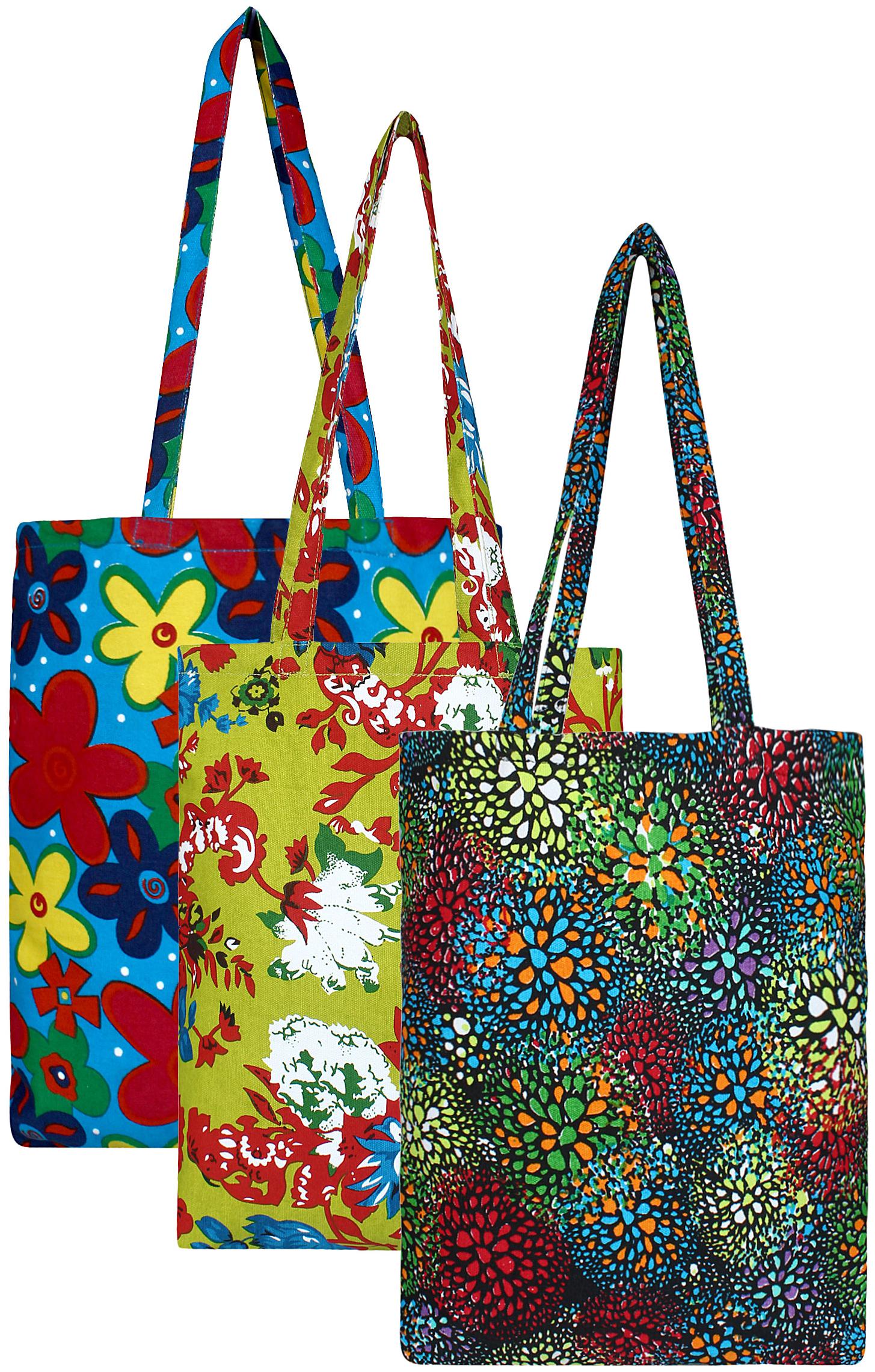 

Anekaant Eco-Friendly Multicolour Printed Canvas Shopping Bag Pack of Three